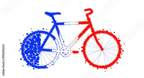 French Flag Bicycle Art - Red, White, Blue Cycling Symbol