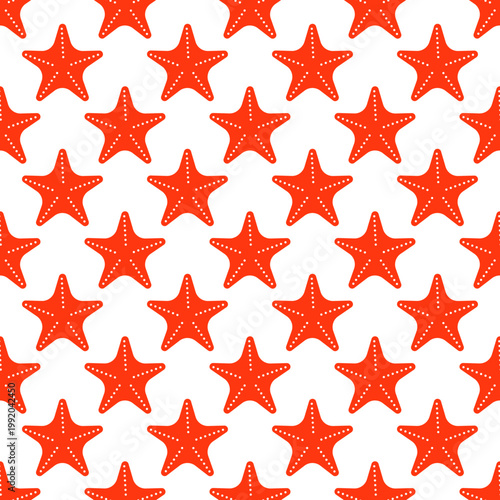 Red starfish pattern on transparent background for ocean day themes