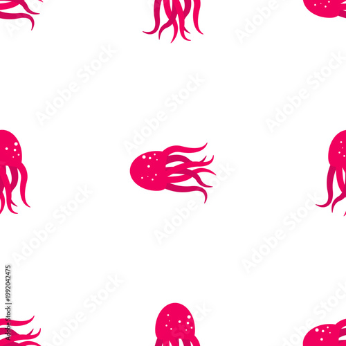 Pink octopus pattern celebrating ocean day isolated on transparent background