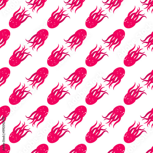 Pink octopus pattern for ocean day designs isolated on transparent background