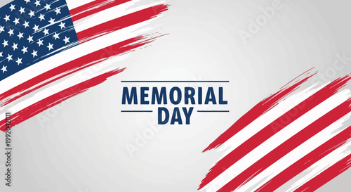 Memorial Day USA Flag Brush Strokes - Honoring Fallen Soldiers