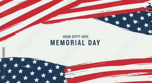 Memorial Day USA Flag Brush Strokes Background - Patriotism, Remembrance, Holiday