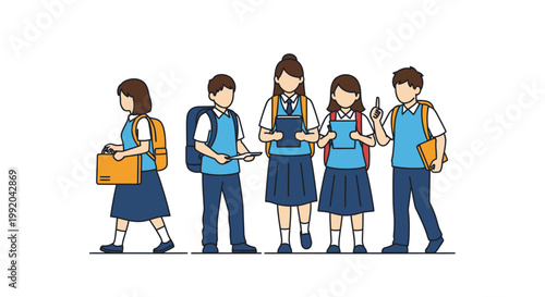 Group of students standing together outside school.