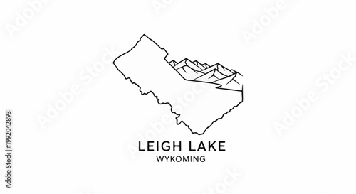 Outline of a state map with mountains and text below