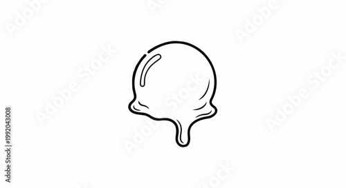 Simple line art of a melting scoop of ice cream
