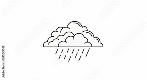 Simple line art of a rain cloud with falling precipitation