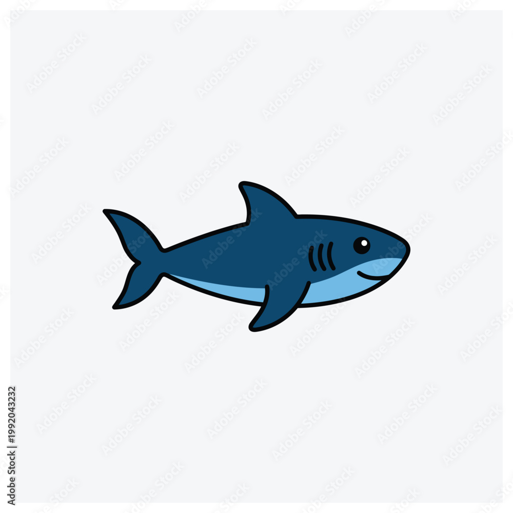 Obraz premium Minimalist side view silhouette illustration of a shark, suitable for marine or ocean themed designs.