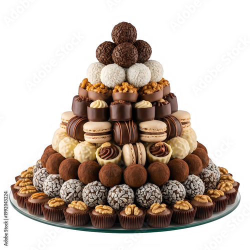 Assortment of assorted chocolate truffles with various toppings