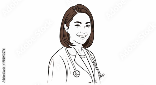 Portrait of a smiling female doctor with a stethoscope around her neck