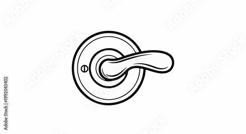 Simple line drawing of a door handle with a circular base and curved lever