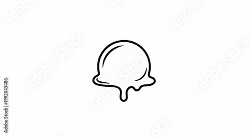 Simple line drawing of a melting ice cream scoop on a white background