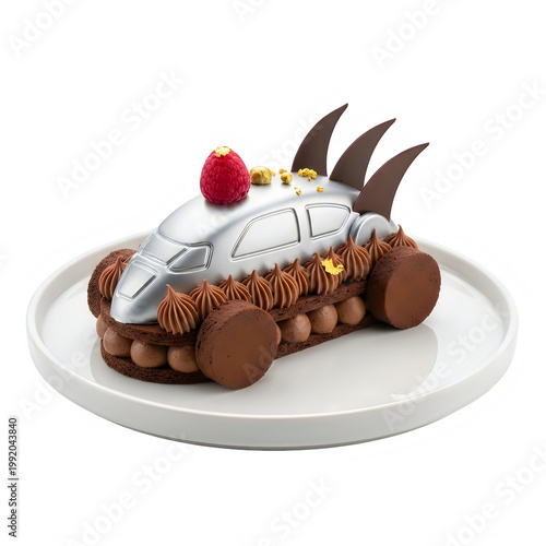 A delicious slice of layered cheesecake topped with cherries