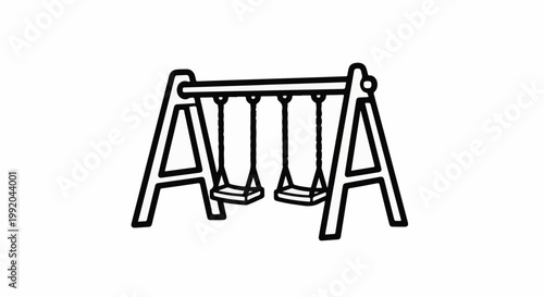 Simple line drawing of a two-seater playground swing set
