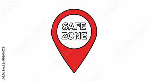 Red map pin with "SAFE ZONE" text inside