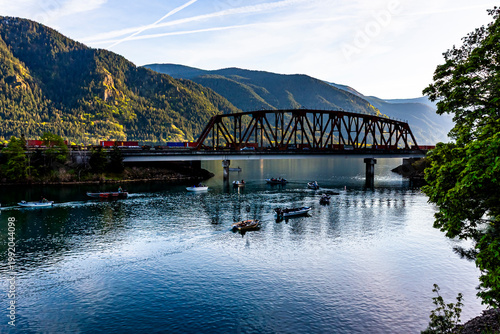 Transportation activity on White Salmon River near Columbia River in Washington