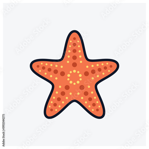 Minimal illustration of a sea star or starfish, featuring round dots for texture.