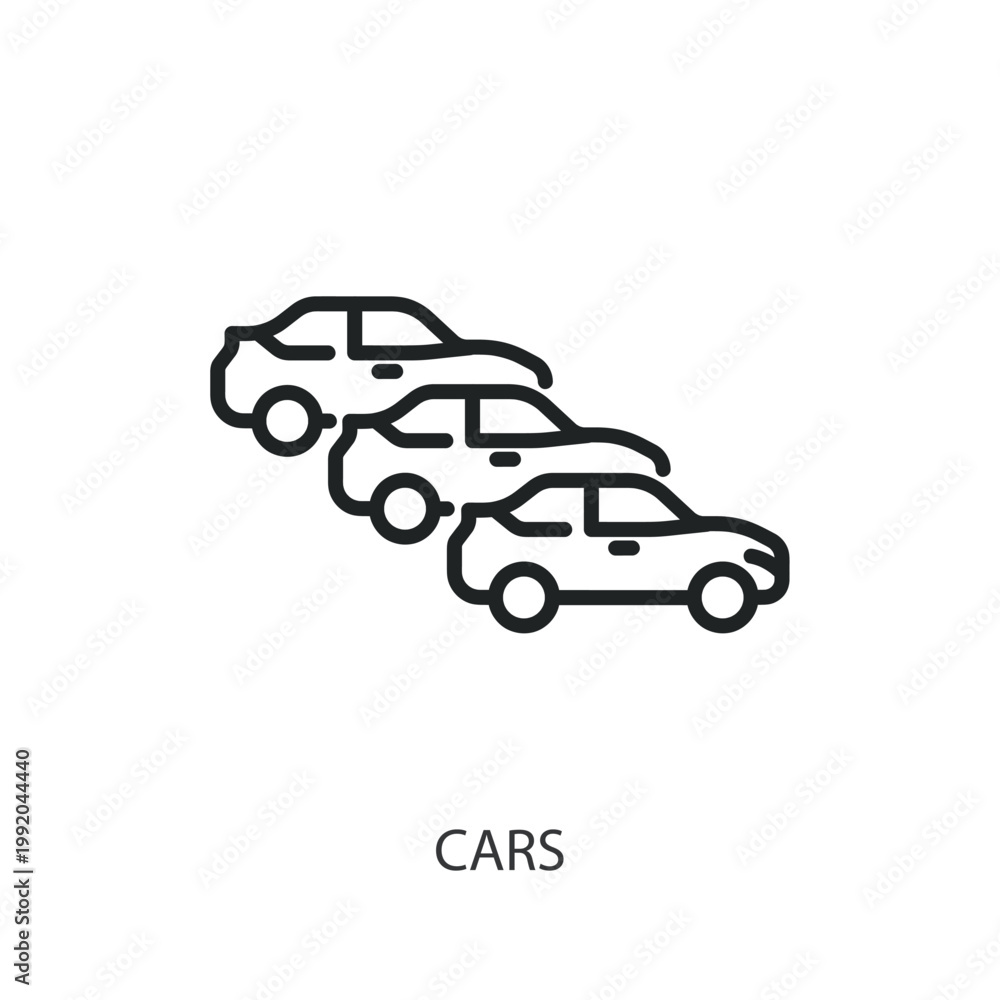 Obraz premium Cars thin line vector icons