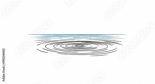 Ripples expanding from a central point on calm water surface