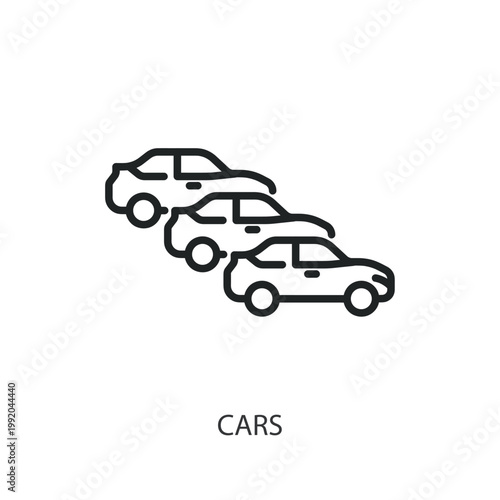 Cars thin line vector icons