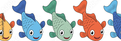 Minimal Koi Fish Line Art Illustration Set  Cute Swimming Fish and Water Elements Collection