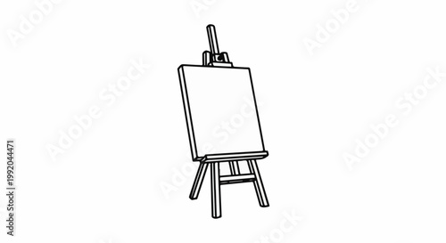 Simple outline of a wooden easel holding a blank canvas