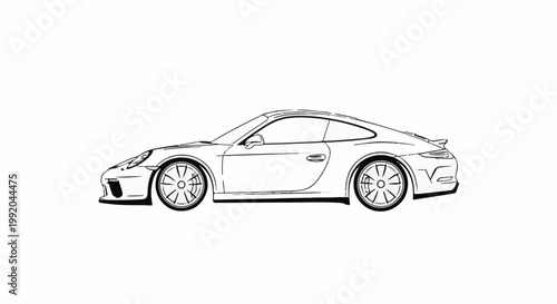 Side profile sketch of a modern, sporty coupe with a spoiler