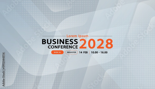Abstract grey and white geometric background for business conference and professional corporate seminar presentation banner with modern information layout and copy space