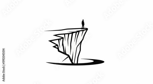 Silhouette of a person standing on the edge of a cliff