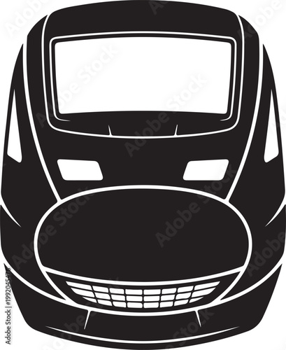 Modern high-speed train frontal silhouette with transport locomotive silhouette transportation industry