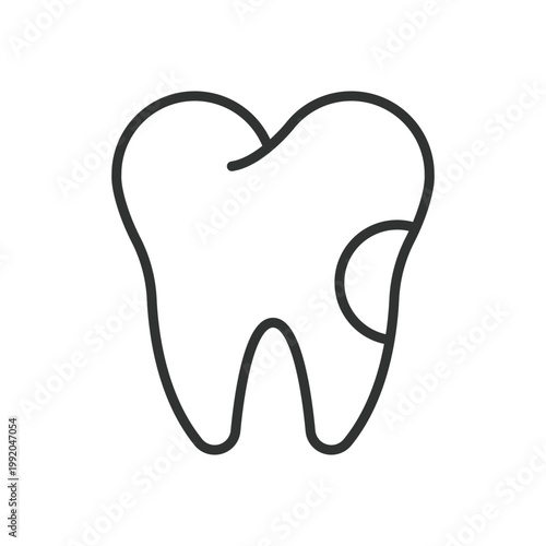 Tooth cavity condition, icon in line design. tooth, cavity, dental, decay, enamel, damage, problem on white background vector. tooth cavity condition editable stroke icon