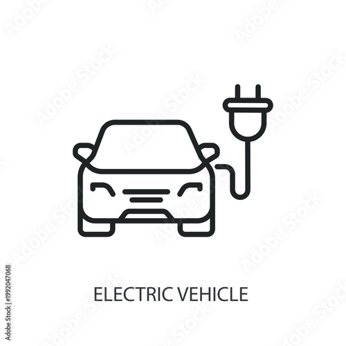 Electric Vehicle thin line vector icons