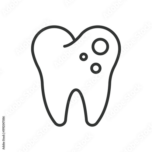 Tooth bacteria infection, icon in line design. tooth, bacteria, infection, dental, disease, problem, oral on white background vector. tooth bacteria infection editable stroke icon