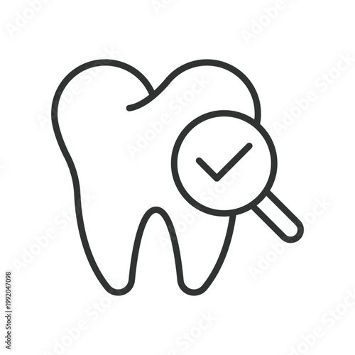 Dental inspection check, icon in line design. dental, inspection, check, tooth, verification, clinic, care on white background vector. dental inspection check editable stroke icon
