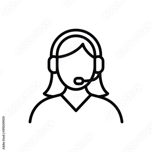 Support agent woman icon with headset for professional customer service call center operator help desk assistance communication.