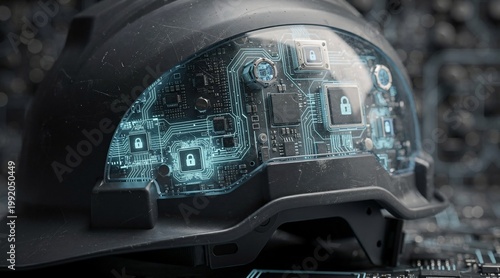 Futuristic Smart Construction Helmet with Embedded Circuits