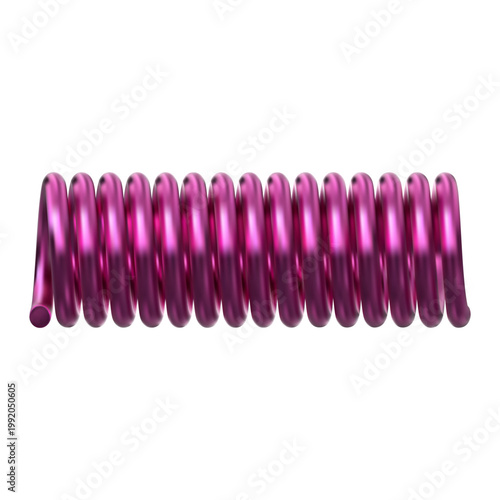 Metal spring, vector compressed pink coil, 3D realistic flexible spiral metal wire, glossy steel springy coil suspension