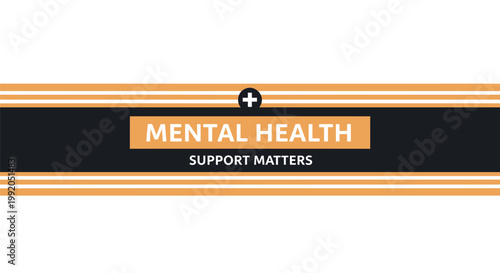 Mental health support awareness, wellness advocacy vector, support matters symbol, mental wellness badge