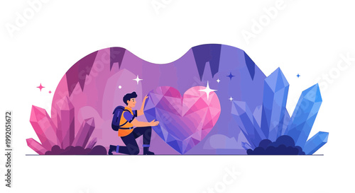 Adventurer Discovers Giant Crystal Heart in Gemstone Cave