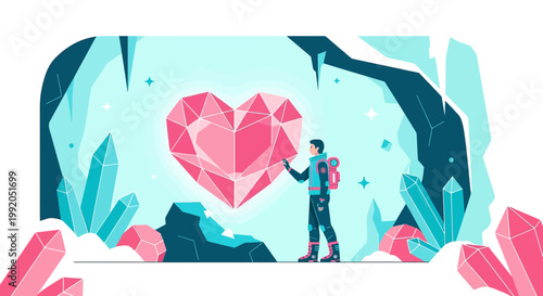 Adventurer Discovers Giant Crystal Heart in Gemstone Cave