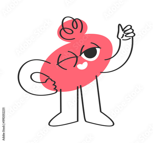 Heart Character Winking And Thumbs Up Cartoon