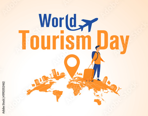 World Tourism Day. Creative design for social media banners and posters, the concept of travel.