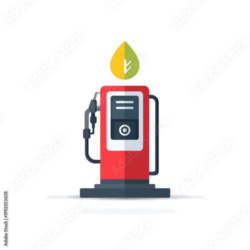Eco friendly fuel station with leaf icon