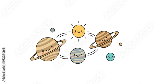 Planets and Sun in Solar System.