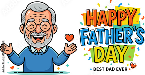 Happy Father’s Day with Smiling Dad Character Illustration