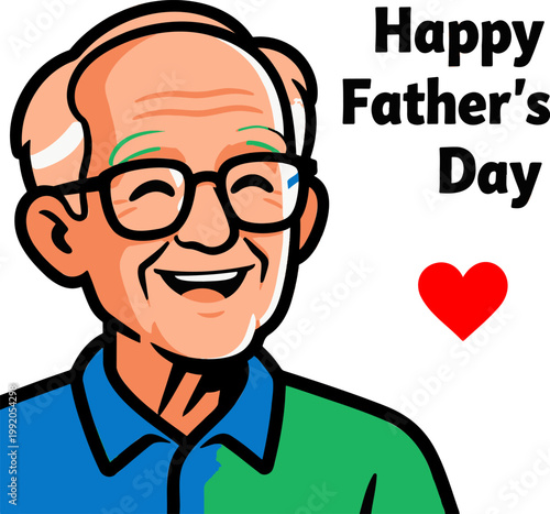 Happy Father’s Day with Smiling Dad Character Illustration