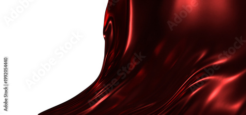 Abstract image of flowing red fabric with a satin appearance for design projects, including motion effects, luxury, and