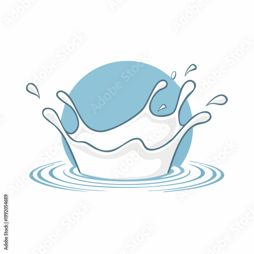 Milk Splash with Ripples and Blue Circle