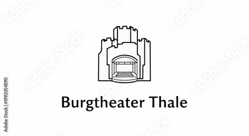 Outline drawing of a castle theater with its name below
