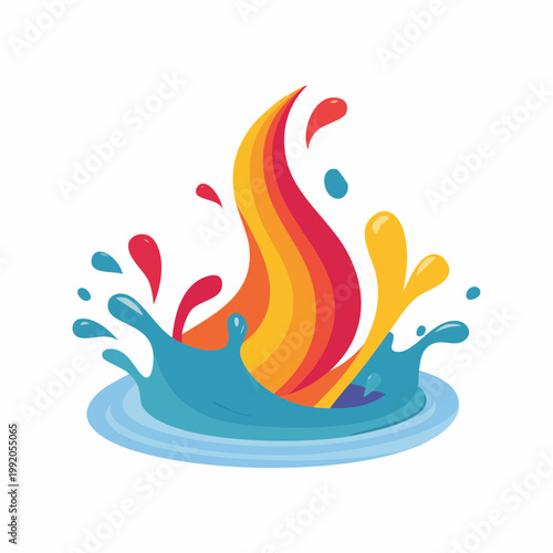 Colorful abstract splash of water and fire elements