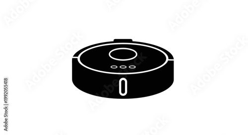 Black robotic vacuum cleaner device.